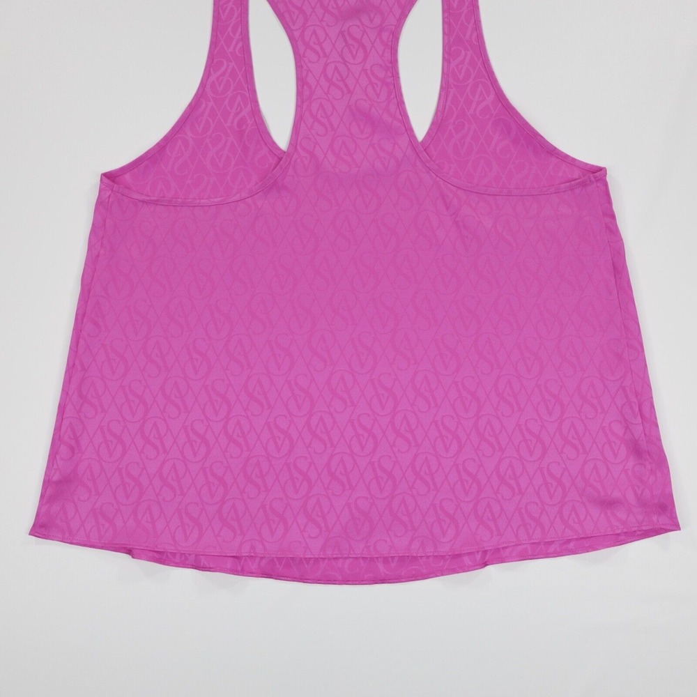 Victoria's Secret Women's Satin Racerback Allover Logo Sleepwear Tank Top Pink M - Picture 6 of 8